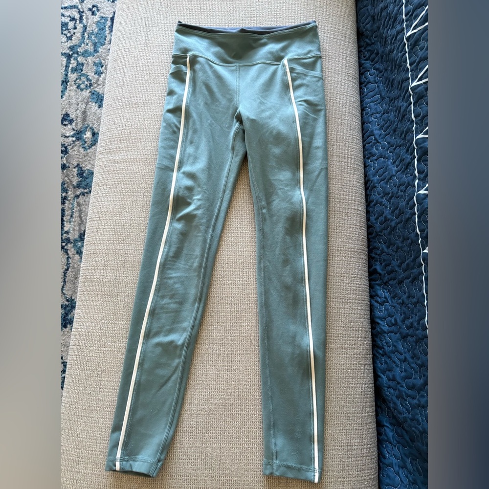 Athleta Kids Teal Leggings with White Accents